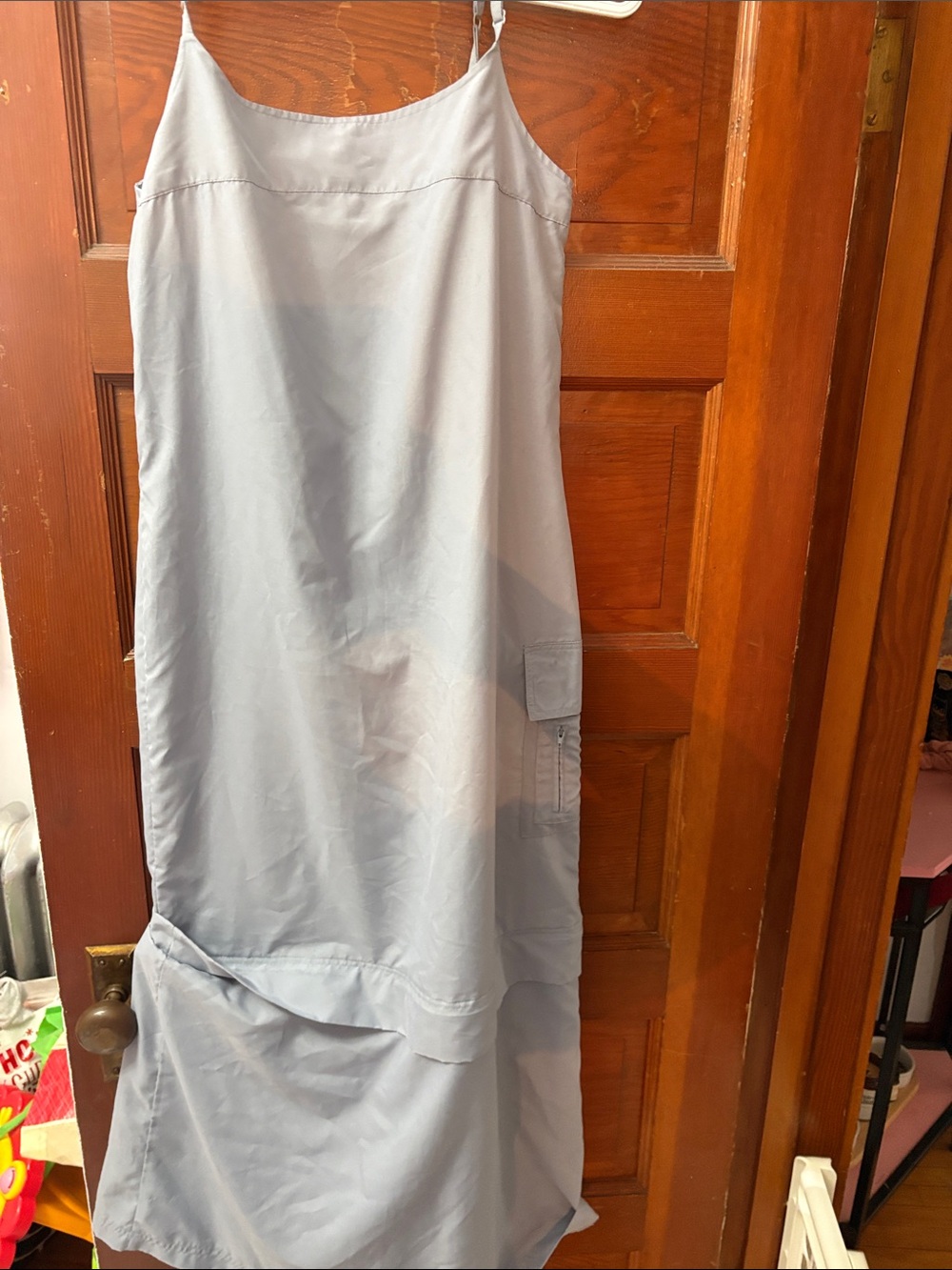 Light Gray Maxi Slip Skirt with Side Pocket